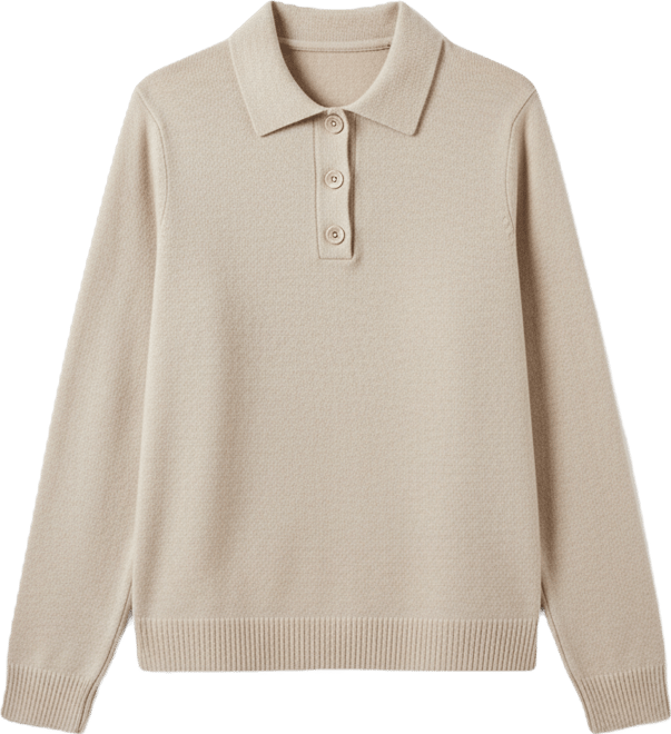 Women's Wool-Cashmere Knit Polo Sweater