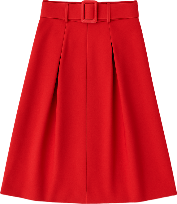 Women's Pleated Belted Midi Skirt