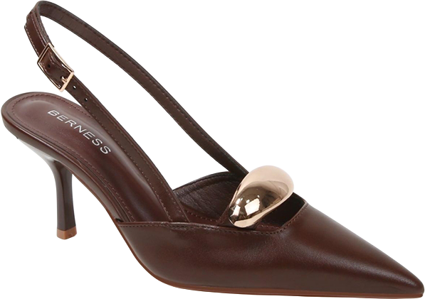 Eltha Slingback Heels with Metallic Dome Accent