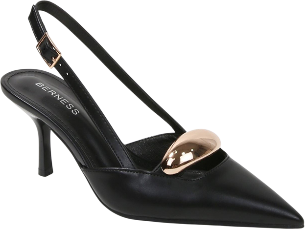 Eltha Slingback Heels with Metallic Dome Accent