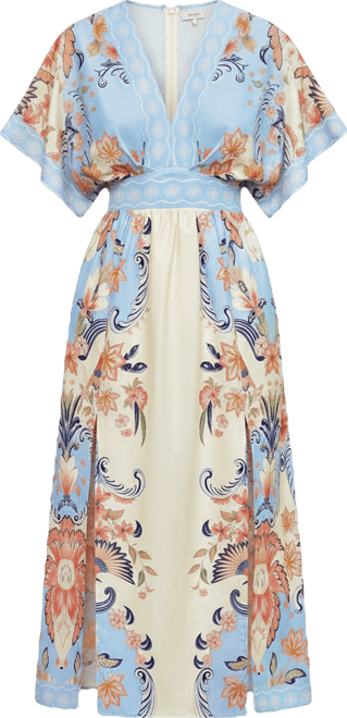 Women's Plunging V-Neck Short-Sleeve Woven Maxi Dress