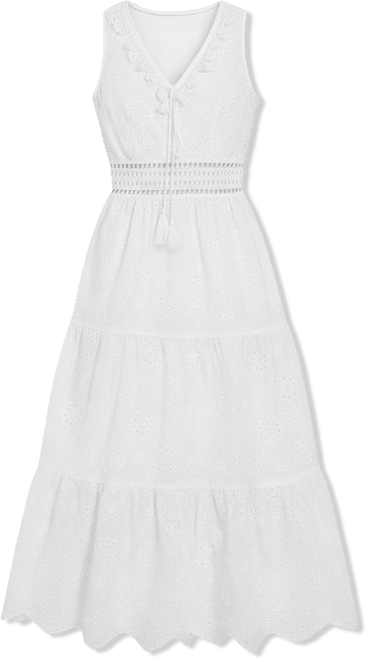 Women's Tropical Wind White Maxi Beach Dress