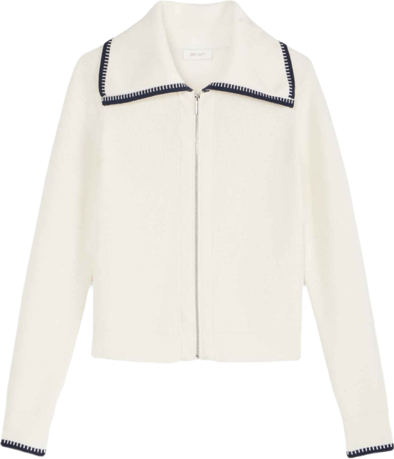 Women's Tipped Collared Zip-Up Cardigan, Macy's Exclusive