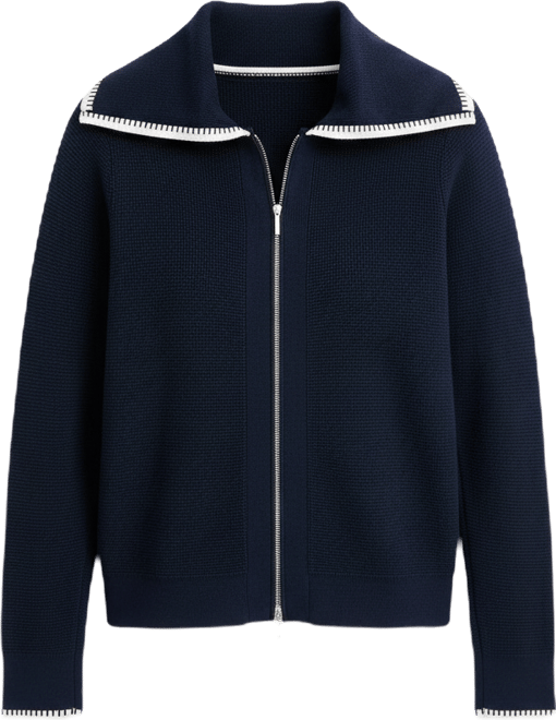Women's Tipped Collared Zip-Up Cardigan, Macy's Exclusive