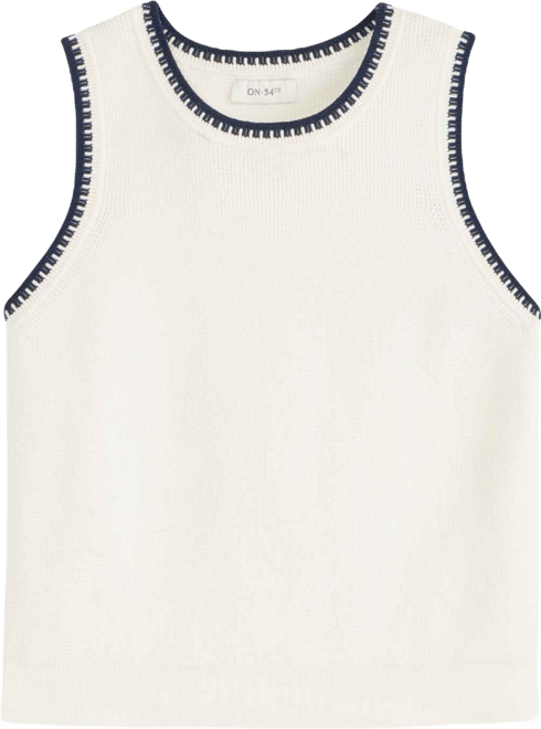 Women's Tipped Crewneck Sleeveless Sweater, Macy's Exclusive