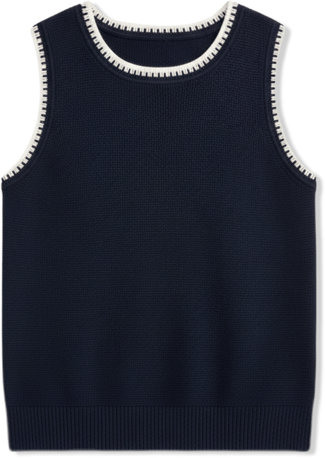Women's Tipped Crewneck Sleeveless Sweater, Macy's Exclusive