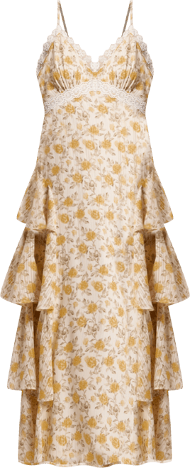 Petite Lace Trim Ruffle Maxi Dress, Macy's Exclusive