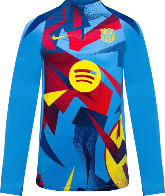 Quarto equipamento Strike FC Barcelona Camisola de treino de futebol do equipamento de aquecimento Nike Dri-FIT para mulher