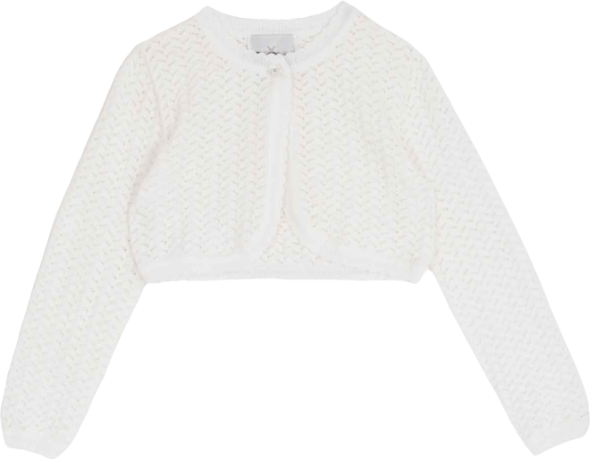 Girls' 2T-6X Crochet Knit Long-Sleeve Cardigan
