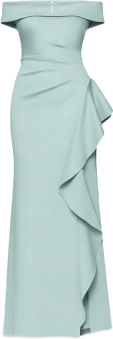 Women's Off-The-Shoulder Ruffled Side-Slit Gown