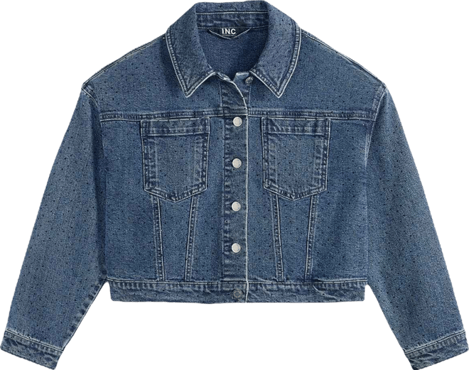 Women's Studded Denim Cotton Trucker Jacket, Macy's Exclusive