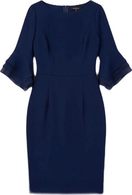 Women's Tiered-Cuff 3/4-Sleeve Sheath Dress
