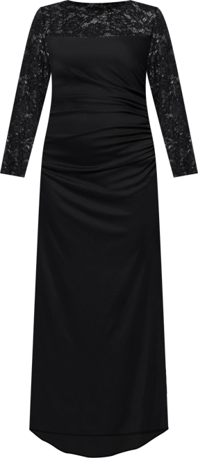 Plus Size Long-Sleeve Lace Back Sheath Dress