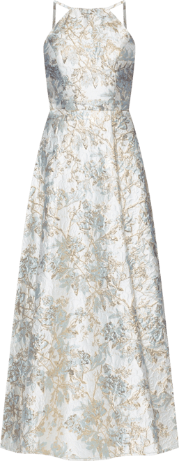 Petite Long Brocade Halter Neck Ball Gown