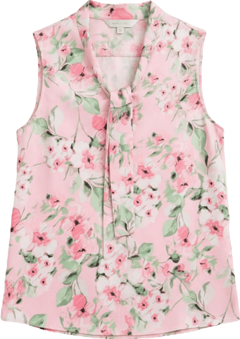 Women's Floral Sleeveless Tie-Front Blouse