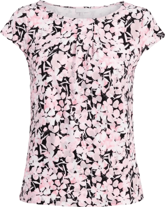 Women's Floral Pleat-Front Cap-Sleeve Top, Regular and Petites