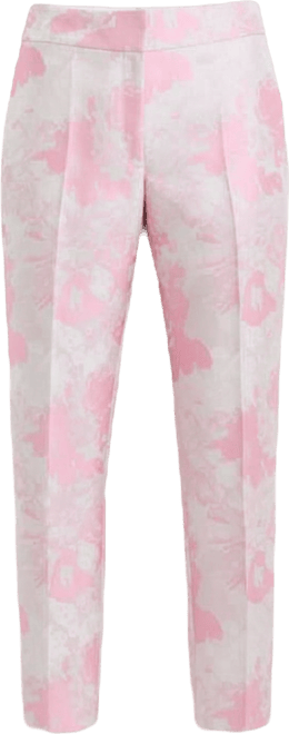 Women's Floral Jacquard High-Rise Slim Pants, Regular & Petite