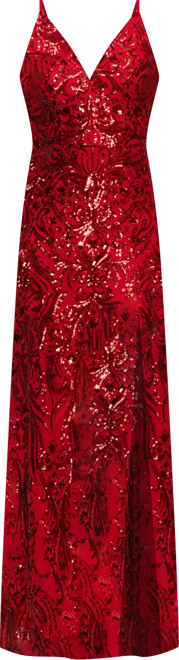Juniors' V-Neck Sleeveless Sequin Gown
