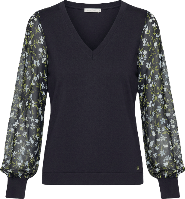 Women's Mixed Media V-Neck Sweater