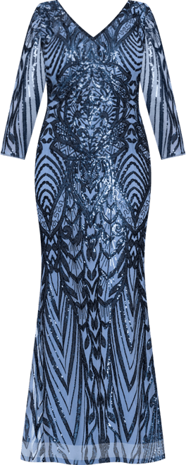 Plus Size Sequin Detail Sheath Long Dress