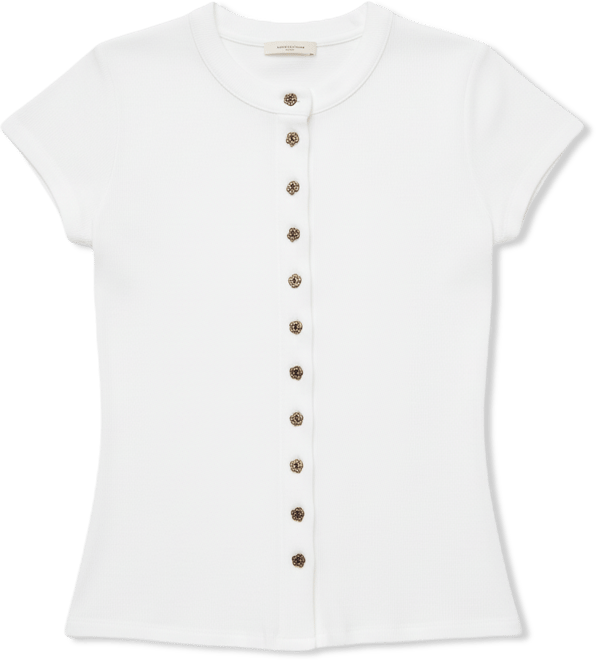 Women's Button-Front Crewneck Top