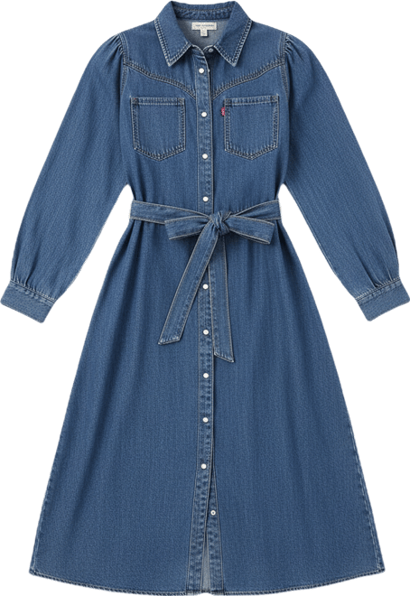 Women's Point Collar Long-Sleeve Dress