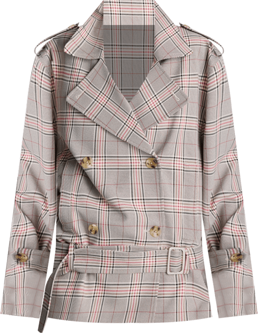 Women's Button Front Drop Wait Belted Trench Jacket