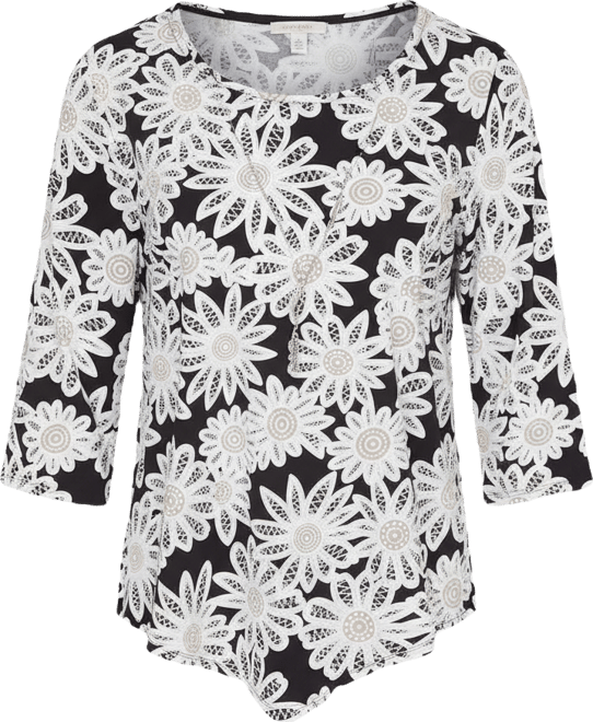 Women's Classic Daisy Pointed Hem Top with Necklace