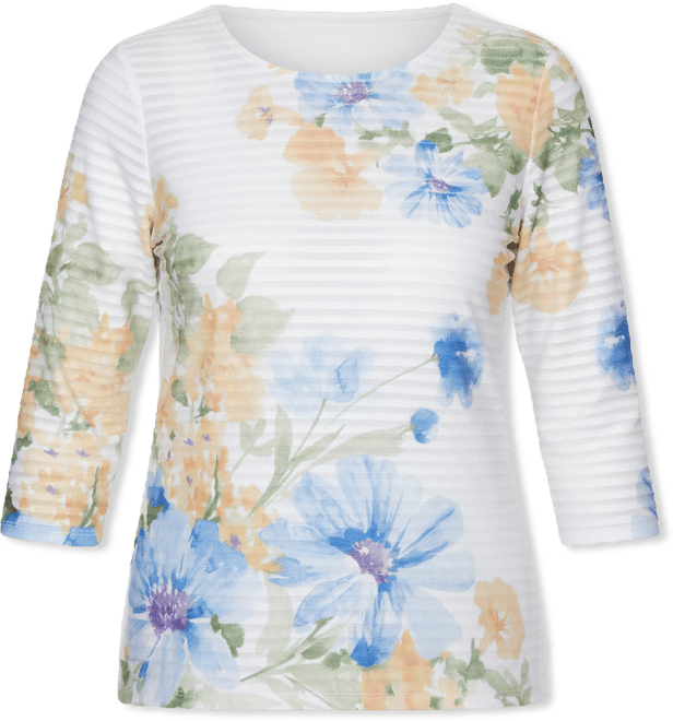 Women's Classic Placed Floral Stripe Top