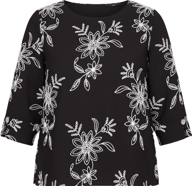 Women's Classic Tossed Floral Embroidered Top