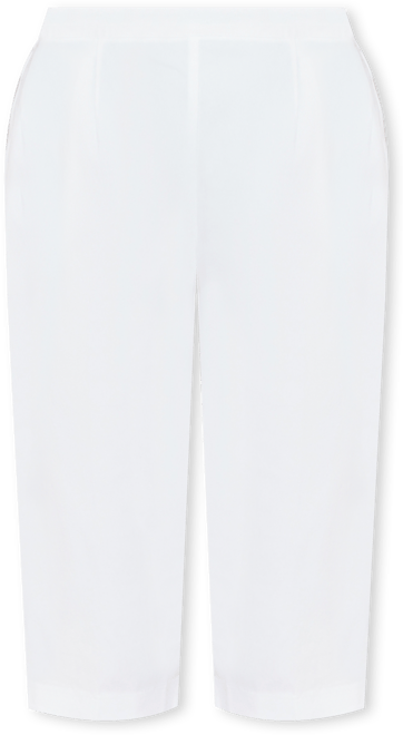 Plus Size Classic Solid Twill Button Hem Capri Pants