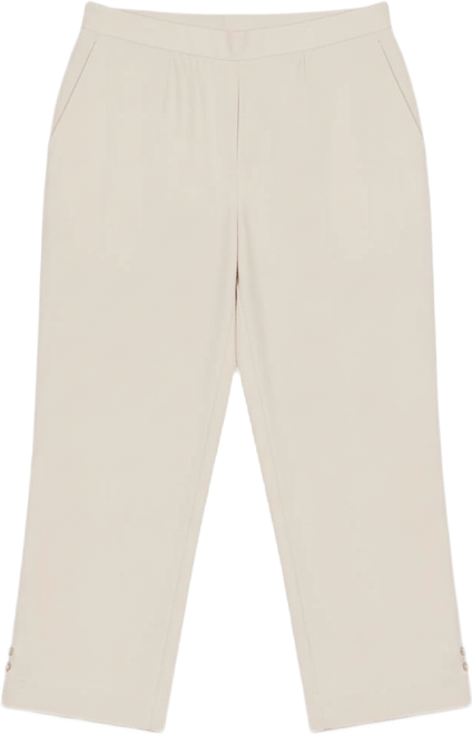Plus Size Classic Solid Twill Button Hem Capri Pants