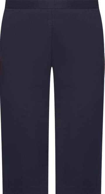 Plus Size Classic Solid Twill Button Hem Capri Pants