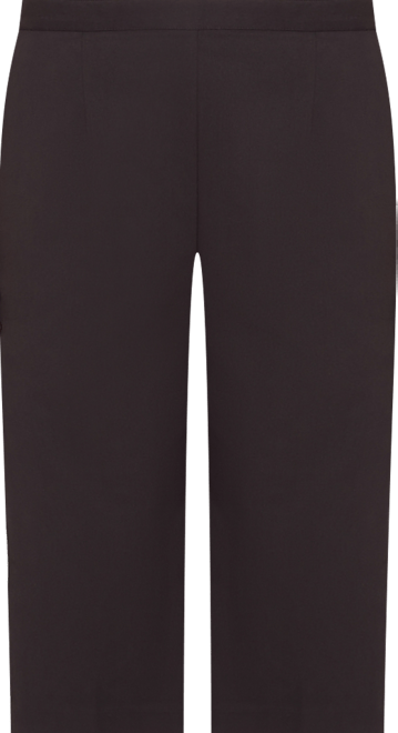 Plus Size Classic Solid Twill Button Hem Capri Pants