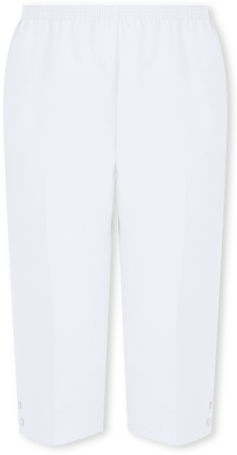 Plus Size Classic Button Hem Gathered Waistband Capri Pants