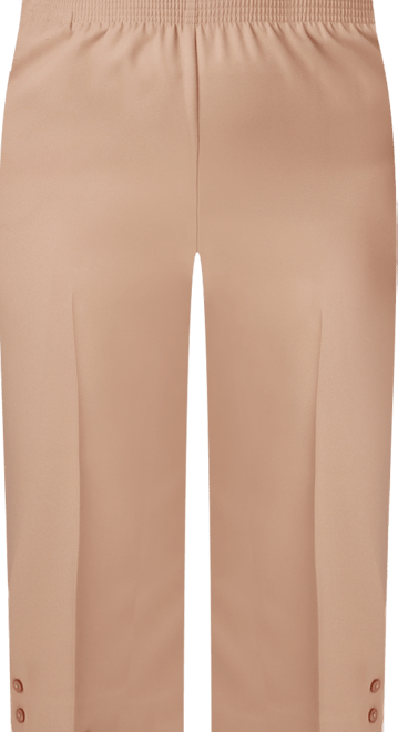 Plus Size Classic Button Hem Gathered Waistband Capri Pants