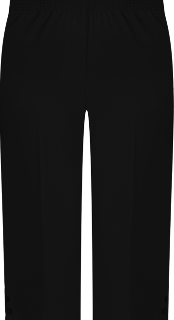 Plus Size Classic Button Hem Gathered Waistband Capri Pants