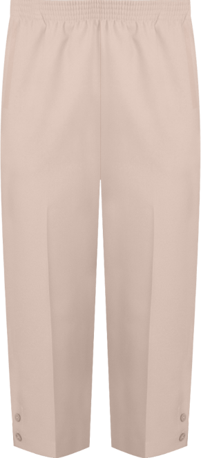 Petite Classic Button Hem Gathered Waistband Capri