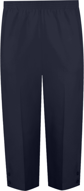 Petite Classic Button Hem Gathered Waistband Capri