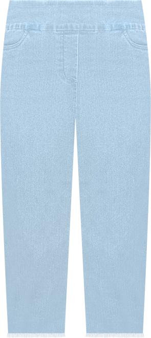 Petite Classic Super Stretch Denim Fringe Capri Pants