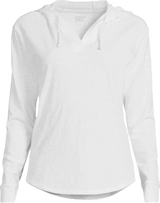 Women's Plus Size Long Sleeve Slub Hooded Popover