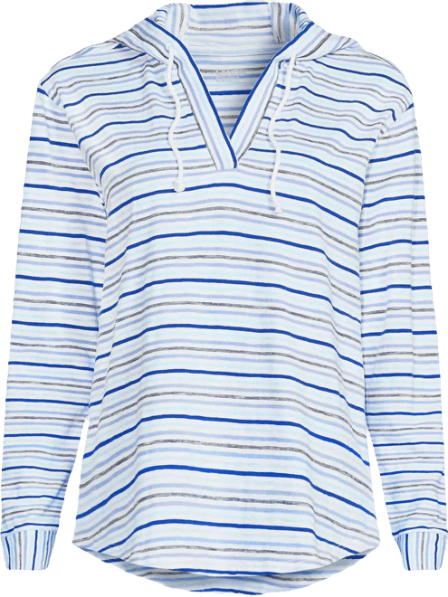 Women's Plus Size Long Sleeve Slub Hooded Popover