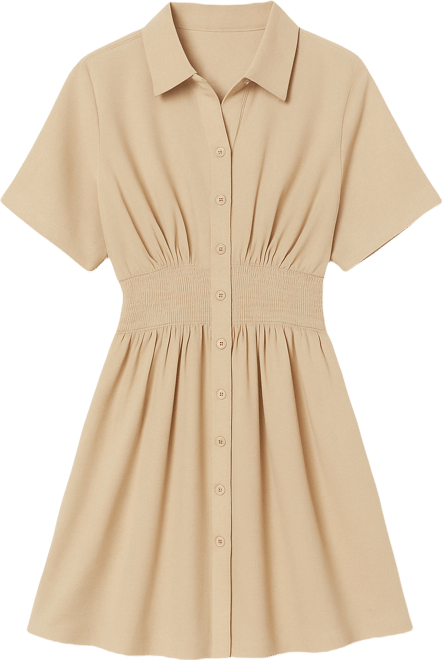 Women's Level Up Beige Mini Beach Dress
