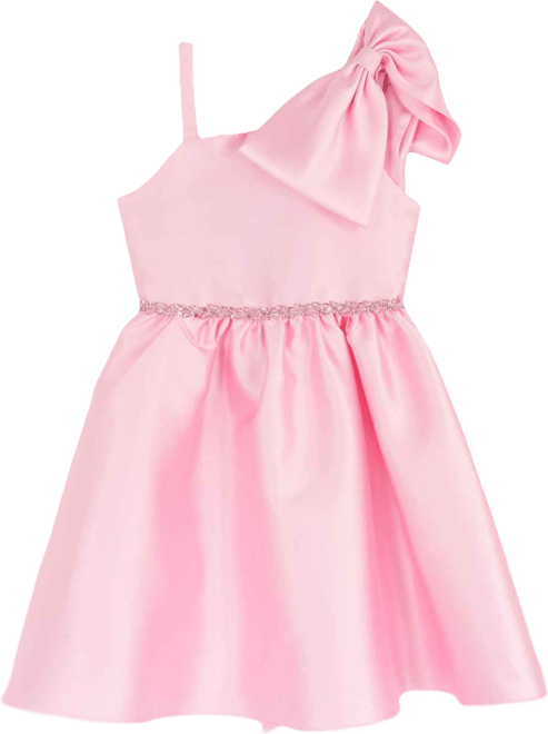 Girls' 7-16 Mikado Asymmetrical Bow Shoulder Dress