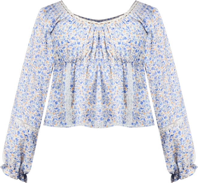 Juniors' Long-Sleeve Woven Peasant Top