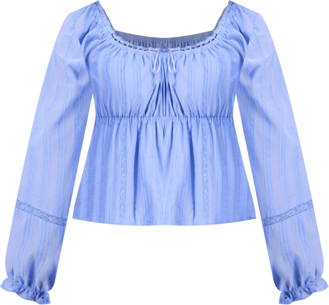 Juniors' Long-Sleeve Woven Peasant Top