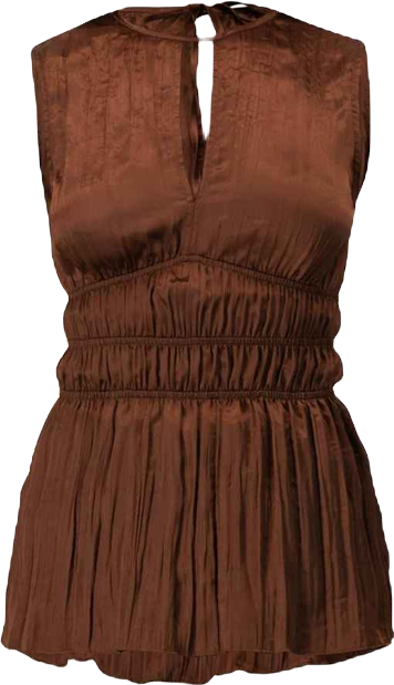 Women's Satin Sleeveless Pleated Blouse