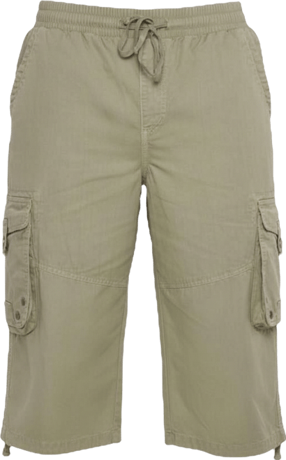 Men's 18" Elastic Waist Capri Long Cargo Shorts