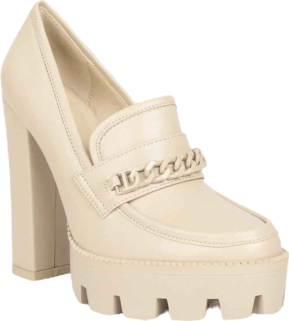 Corinne Womens Chain Embellished Chunky Loafers