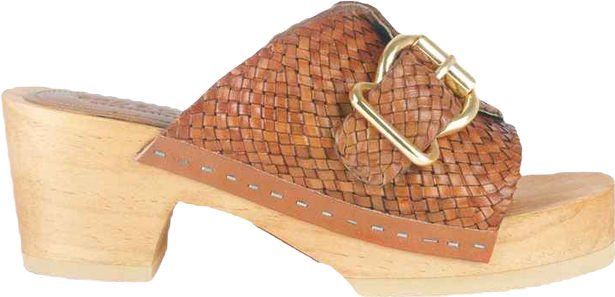 Yoruba Womens Braided Leather Buckled Slide Sandals